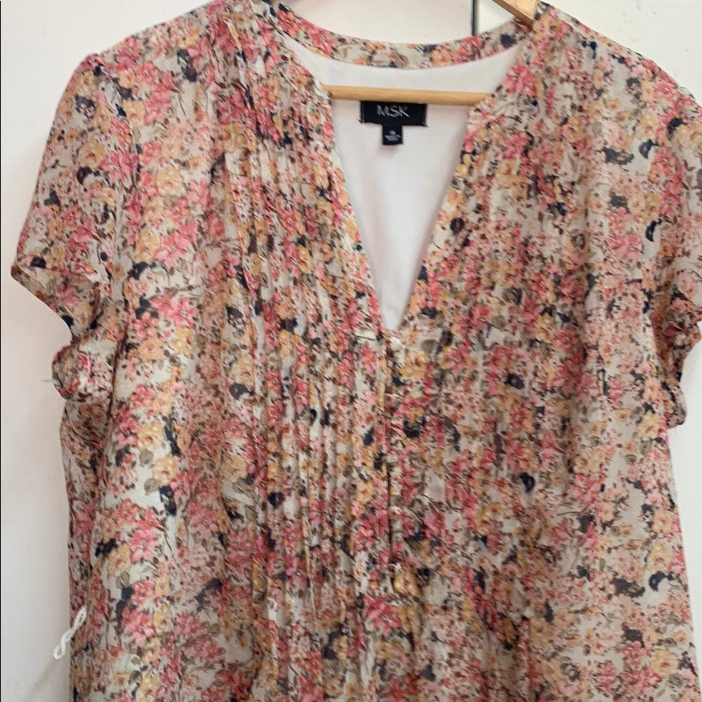 MSK Cream and Pink Casual Midi Sundress - Picture 3 of 11